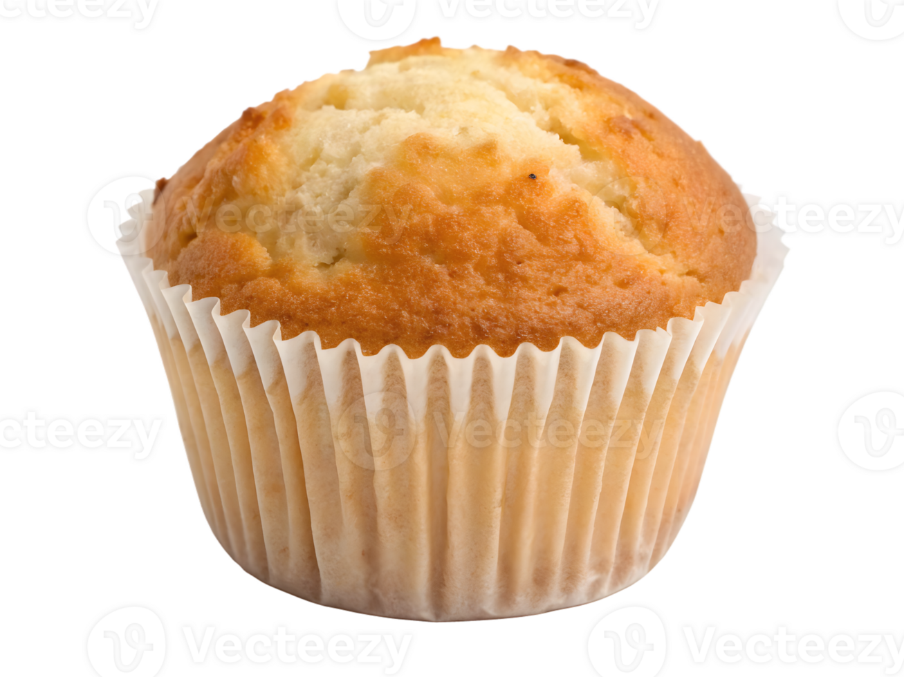 Golden Baked Muffin in Paper Cup, on Transparent Background png