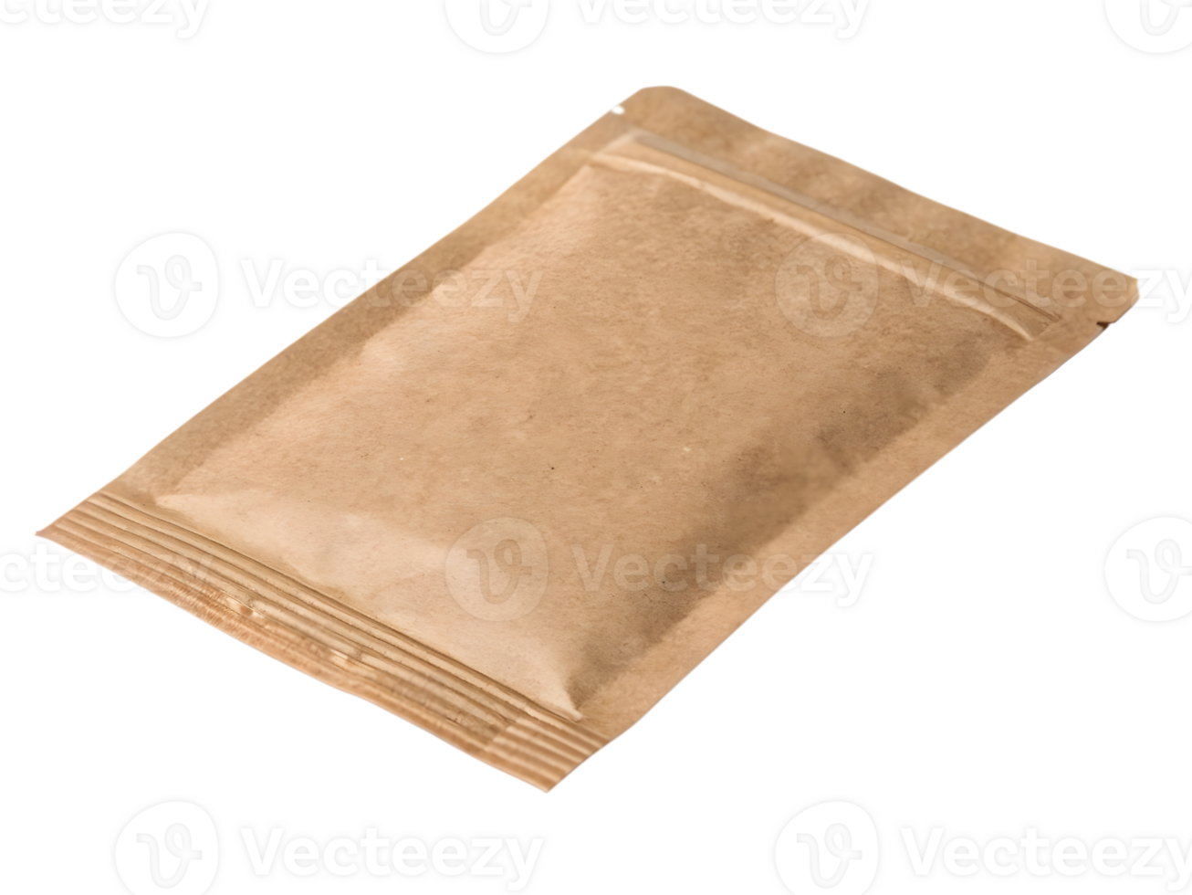 Flat Kraft Paper Pouch with Zip Lock on Transparent Background png
