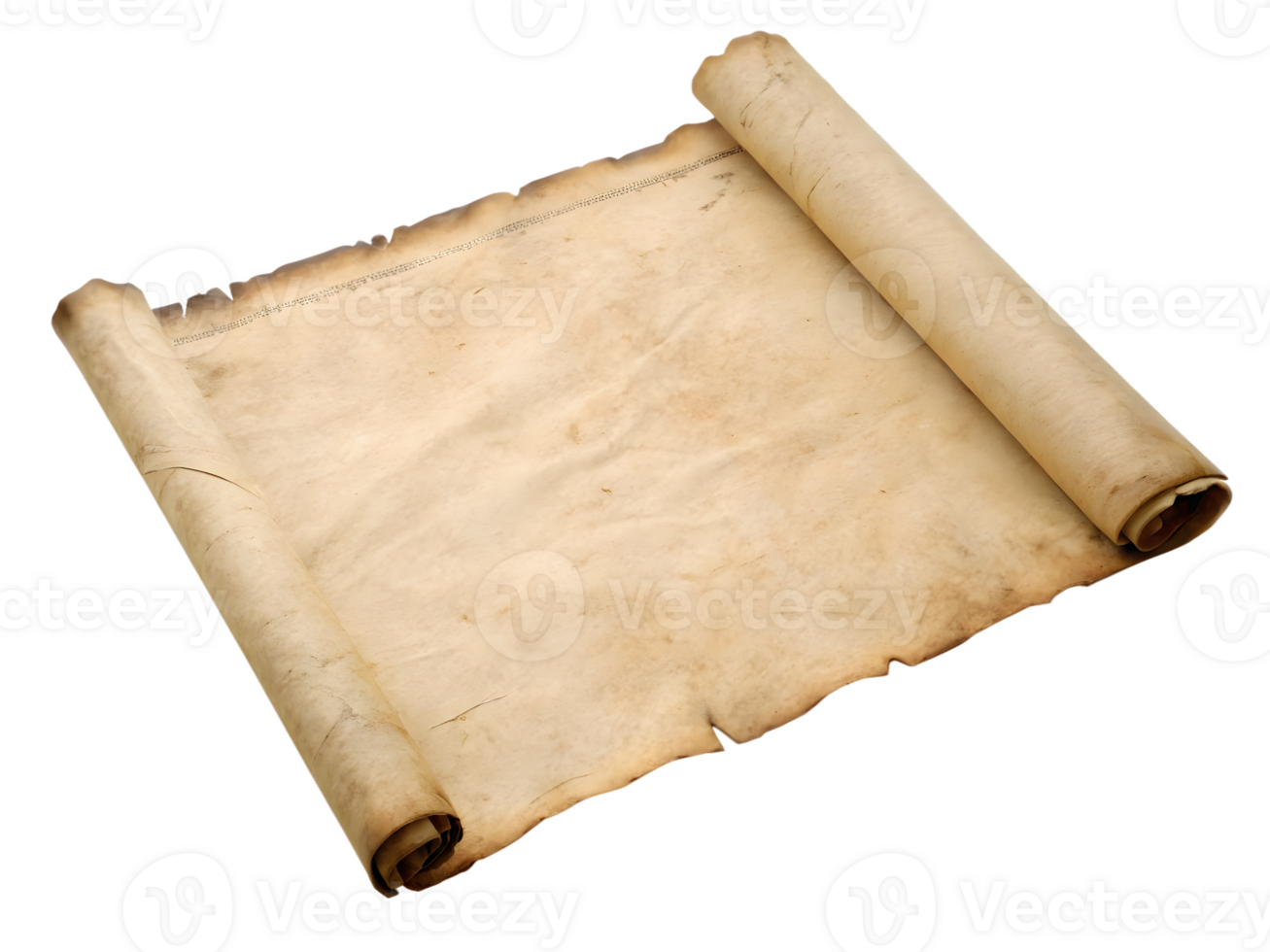 Rolled Ancient Parchment Scroll, Isolated on Transparent Background png