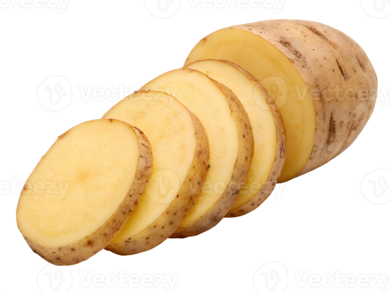 Natural Sliced Potato with Earthy Skin Texture on Transparent Background png