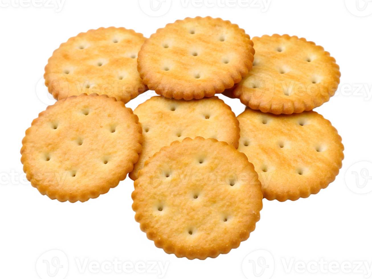Round Crackers, Close-up, on Transparent Background png