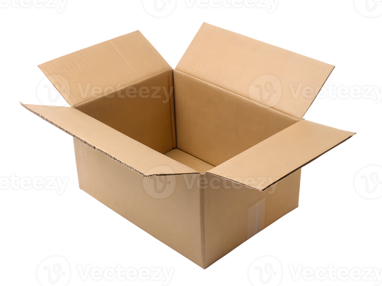 Open Empty Cardboard Box, on Transparent Background png