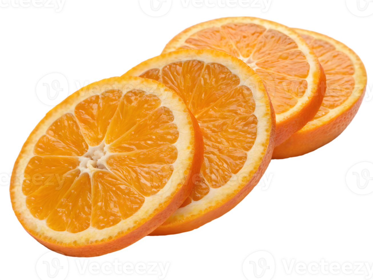 Four Slices of Orange, on Transparent Background png