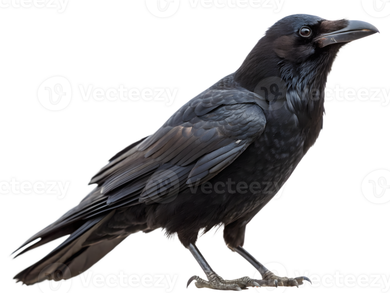 Black Crow Standing, Close-up, on Transparent Background png