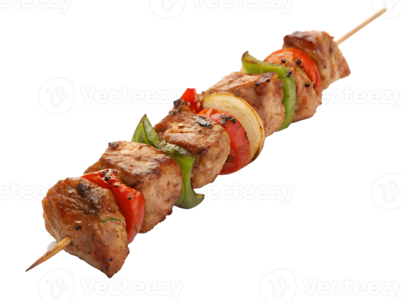 Grilled Meat and Vegetable Skewer, Isolated on Transparent Background png