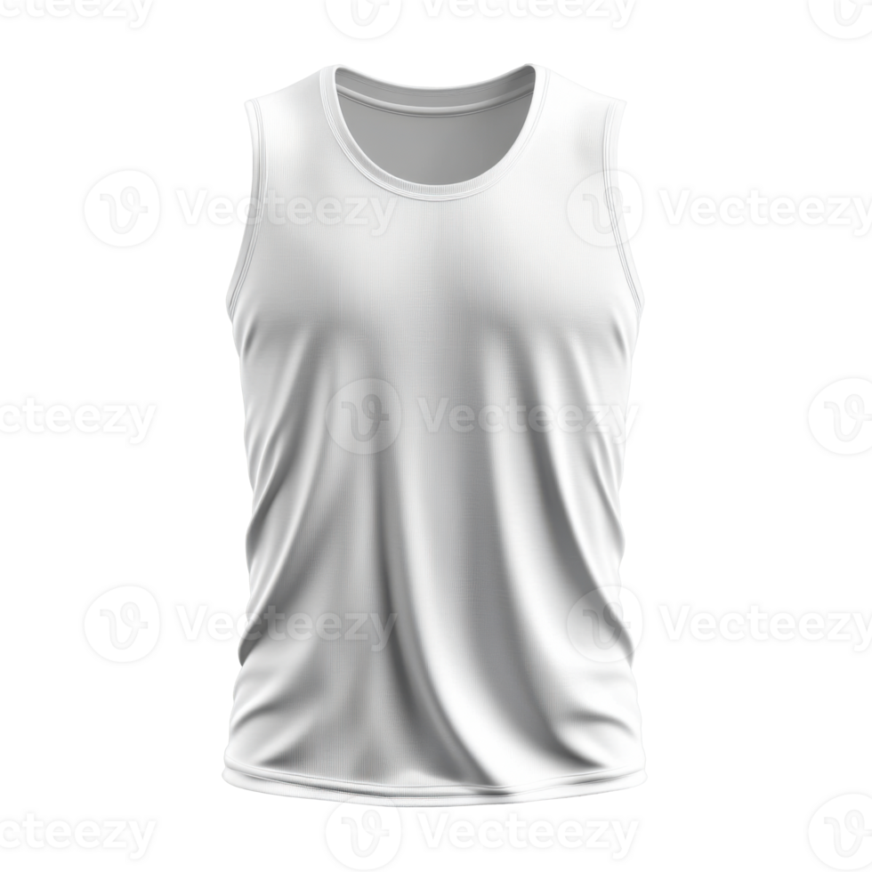 Plain white sleeveless shirt. Simple style on a transparent background. Cotton material for clothing. Basic apparel item. Comfortable and casual undershirt. png