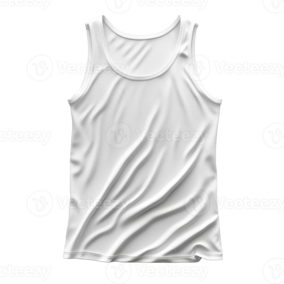 White undershirt lies flat against transparent background. Garment shows texture. Soft fabric folds. Clean look with simple design. png