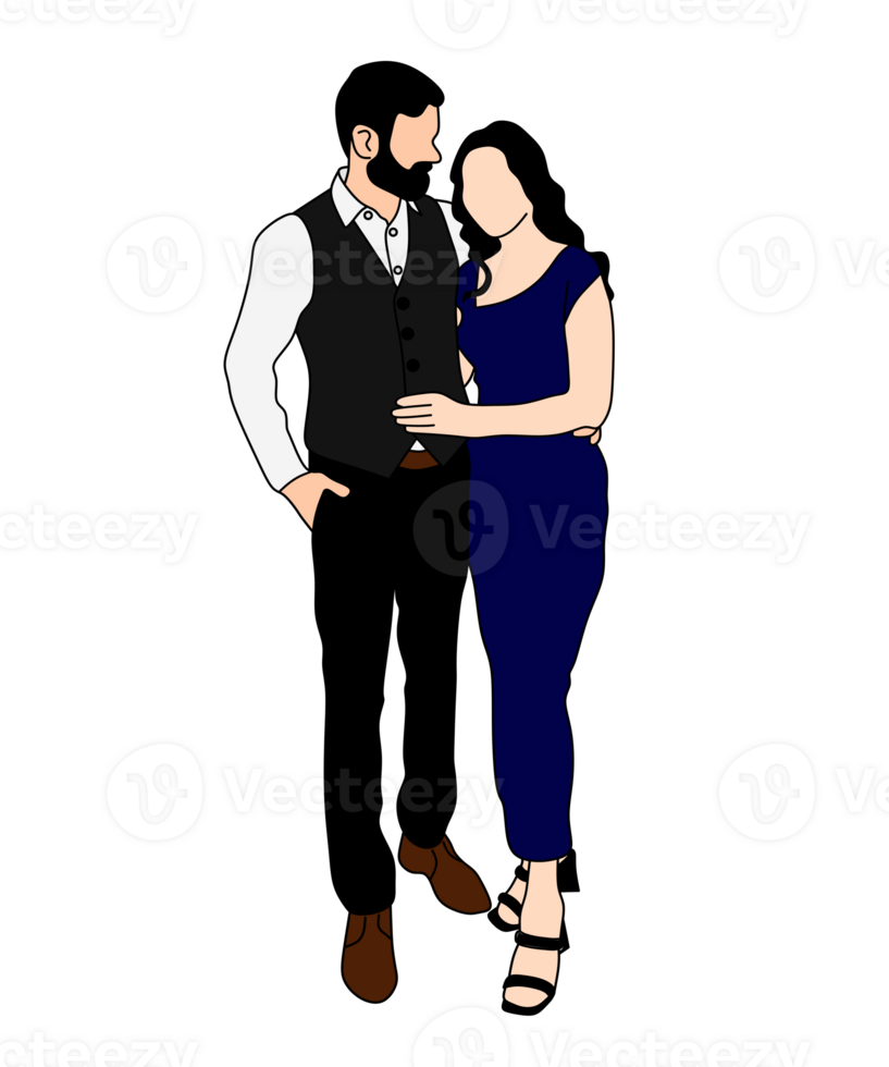 elegant couple in formal attire illustration png