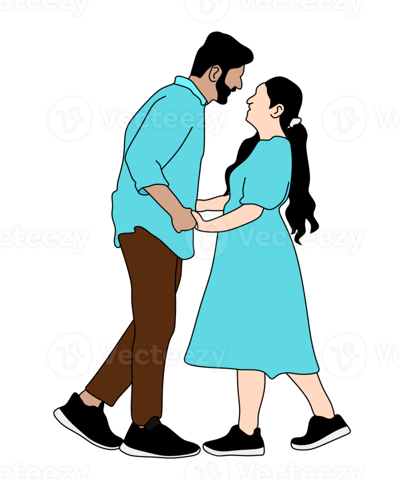 Happy couple in a close and intimate pose png