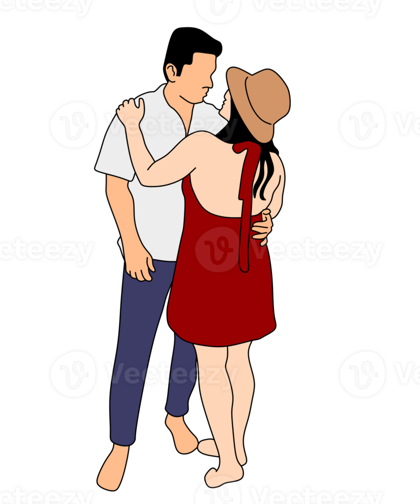 Summer romance, couple sharing affection png