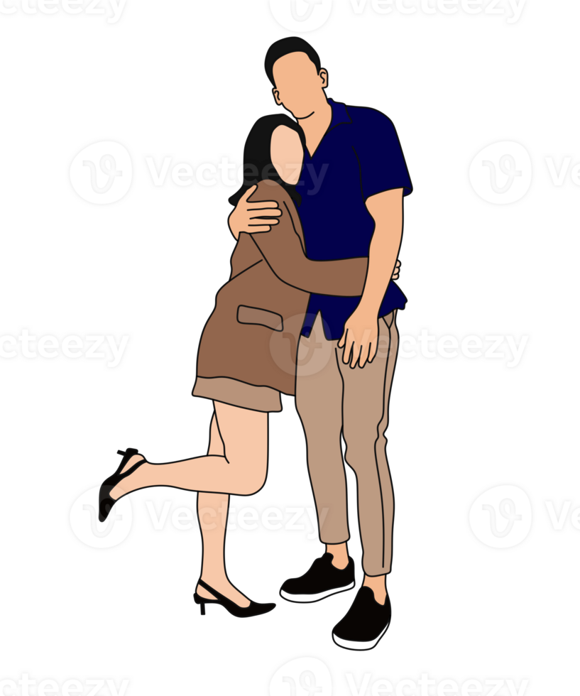 man and girl with romantic embrace png
