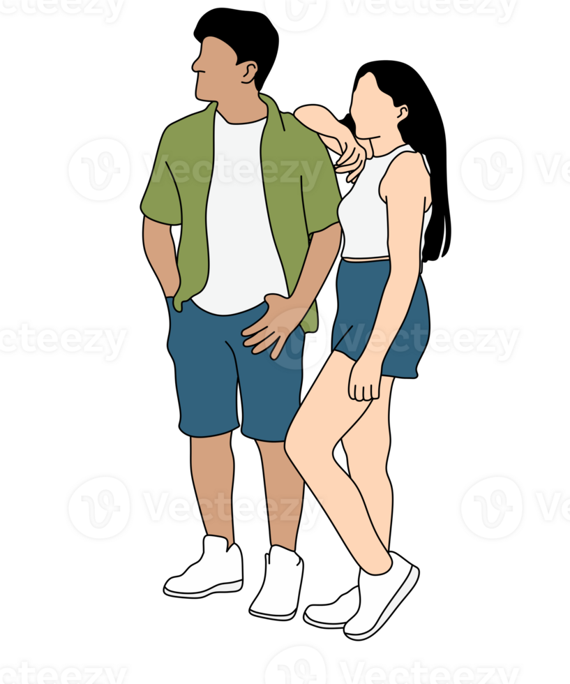 minimalist illustration of a romantic couple png