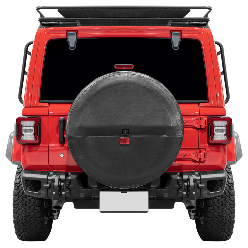 Back view red off road suv car png