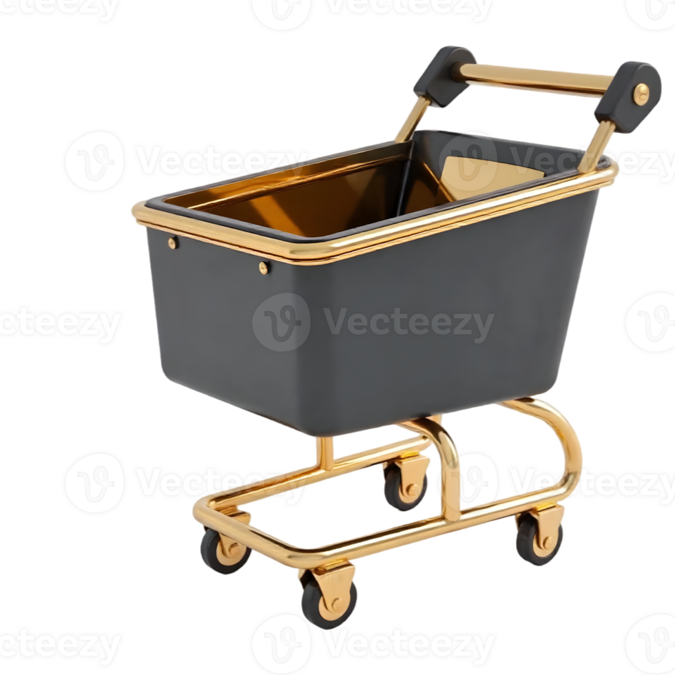 A 3D render of a shopping cart one line concept png