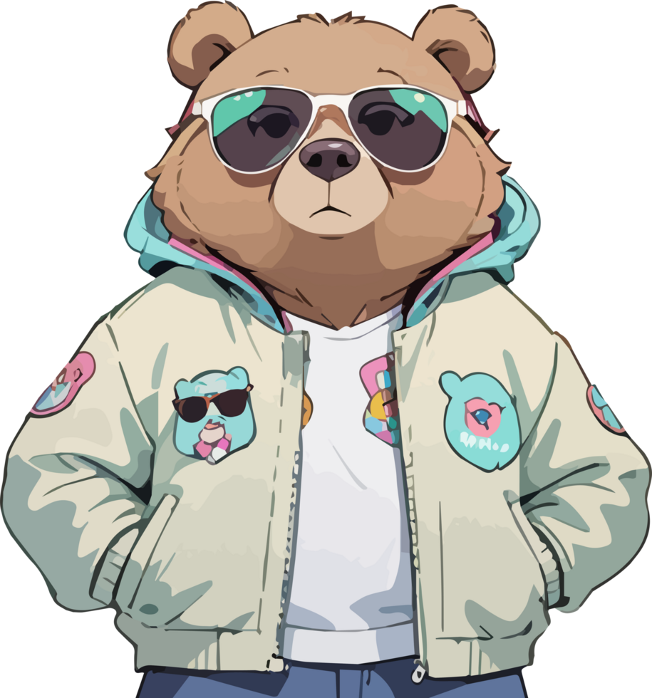 Urban Style Bear with Jacket and Sunglasses png