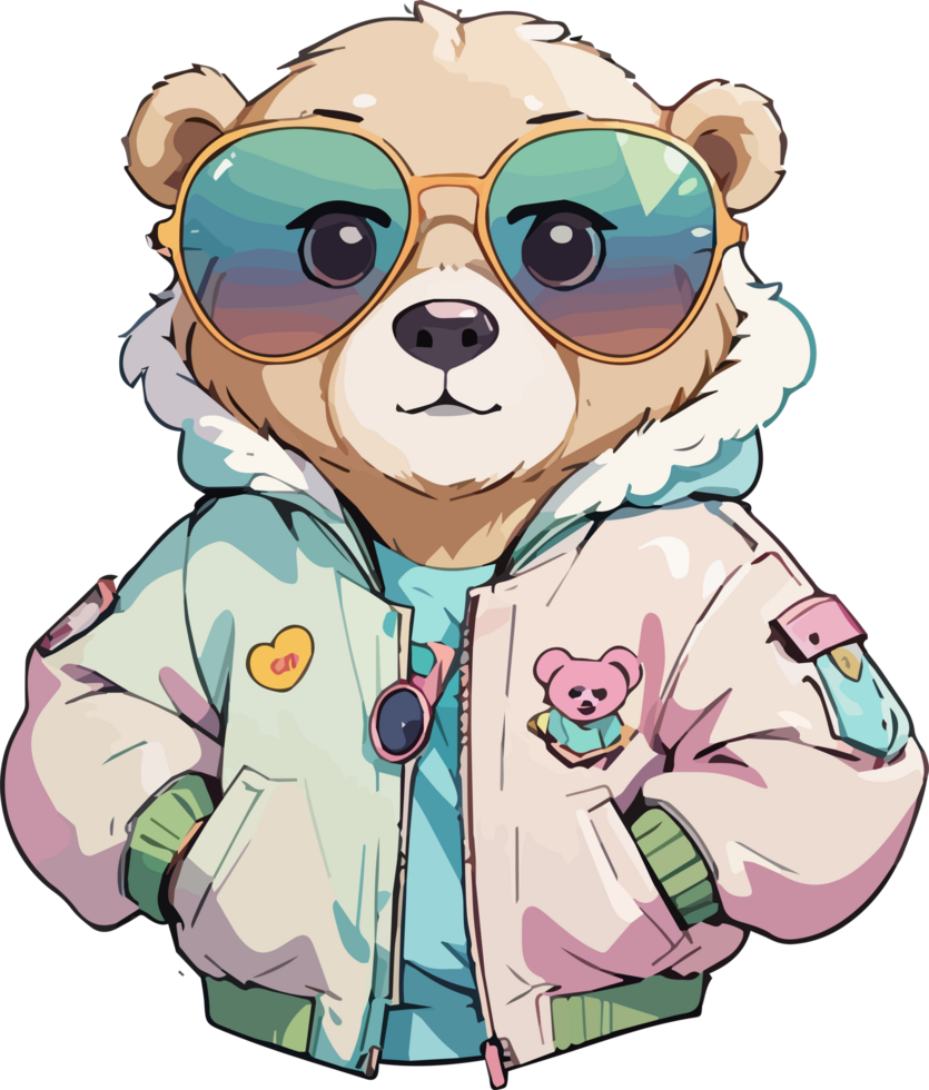 Funky Dressed Bear in Transparent Background png