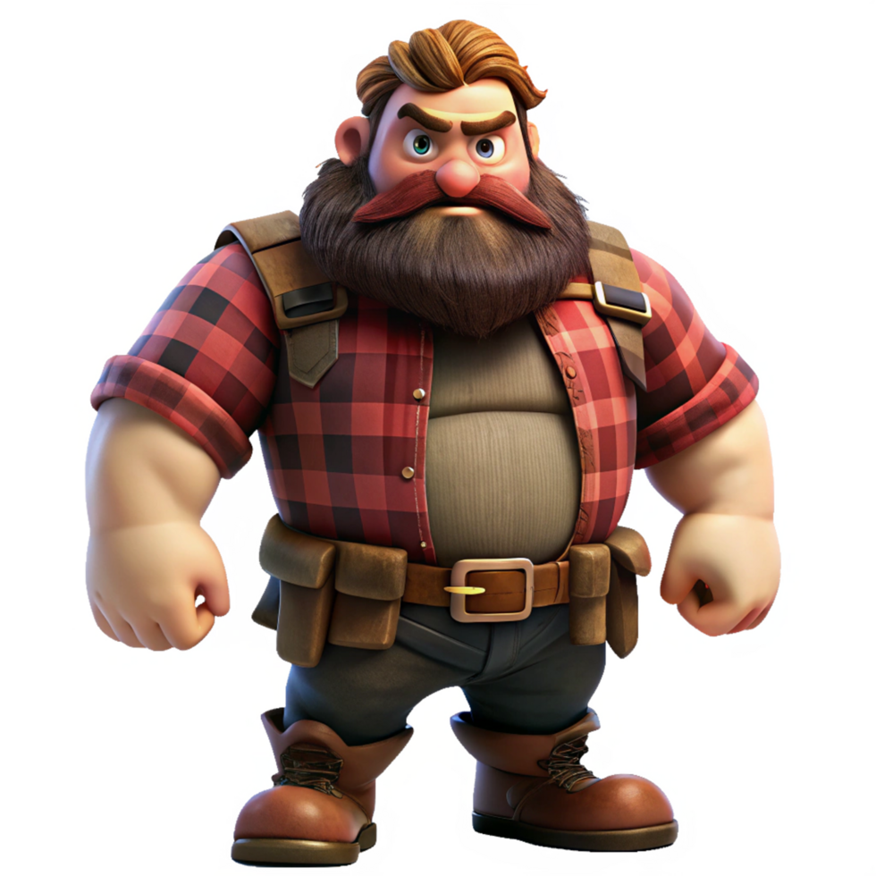 Bearded Worker in Woodcutting Outfit Transparent png