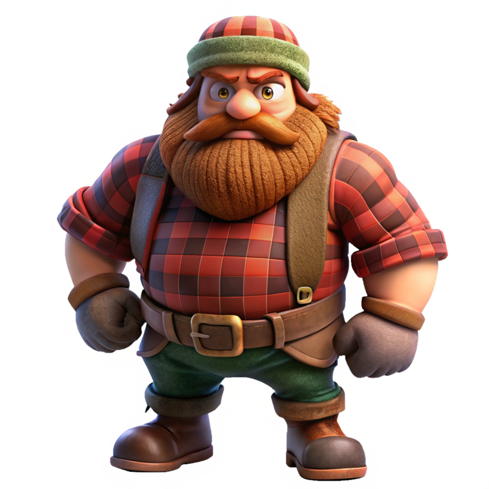 Retro Style Lumberjack with Beard Isolated png