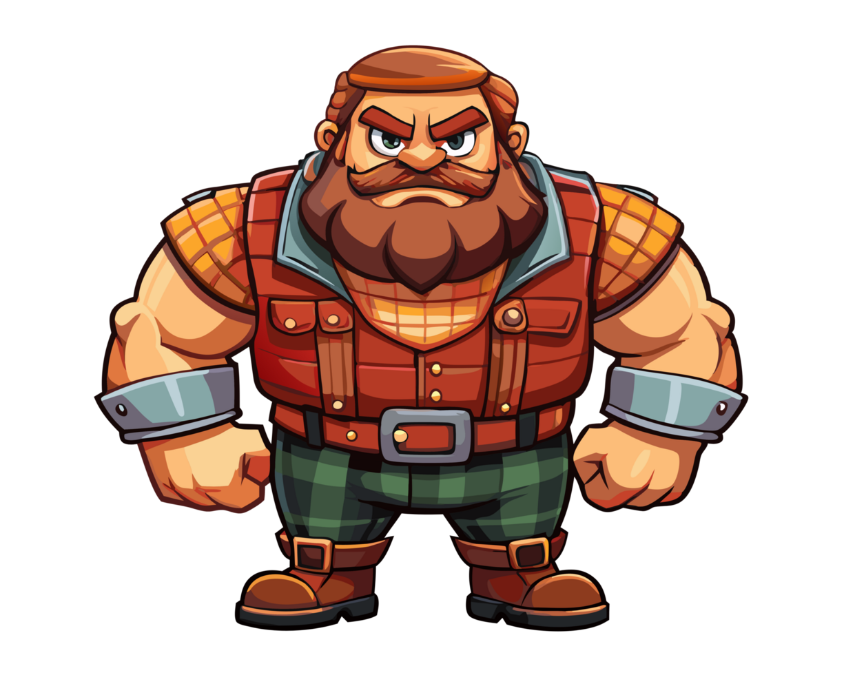 Bold Lumberjack Figure with Beard in Transparent Background png