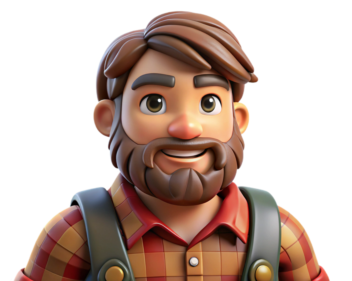 Rugged Bearded Male Figure as Lumberjack png