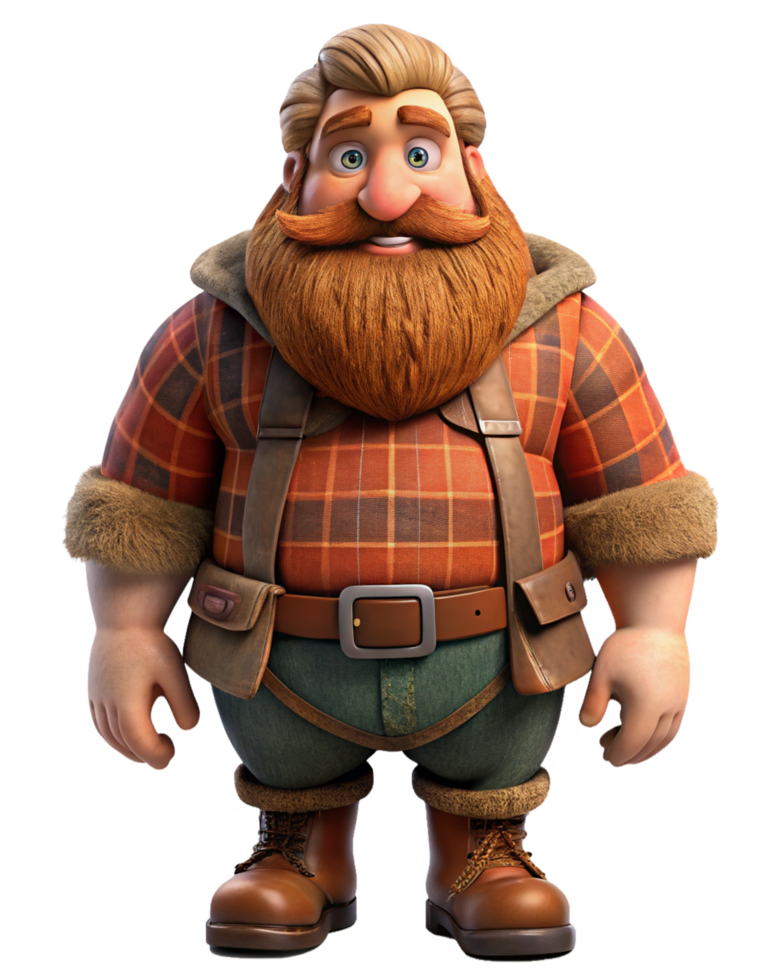 Lumberjack Hero with Beard Standing in Rugged Gear png