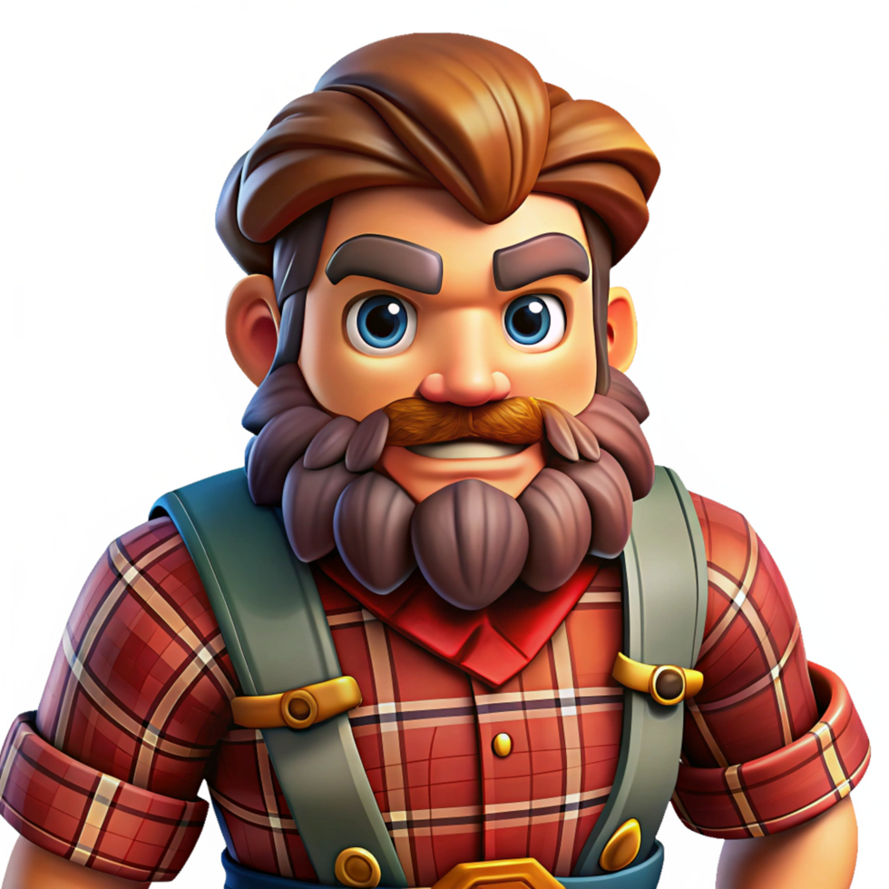 Lumberjack with Beard Standing Proud Transparent Background png