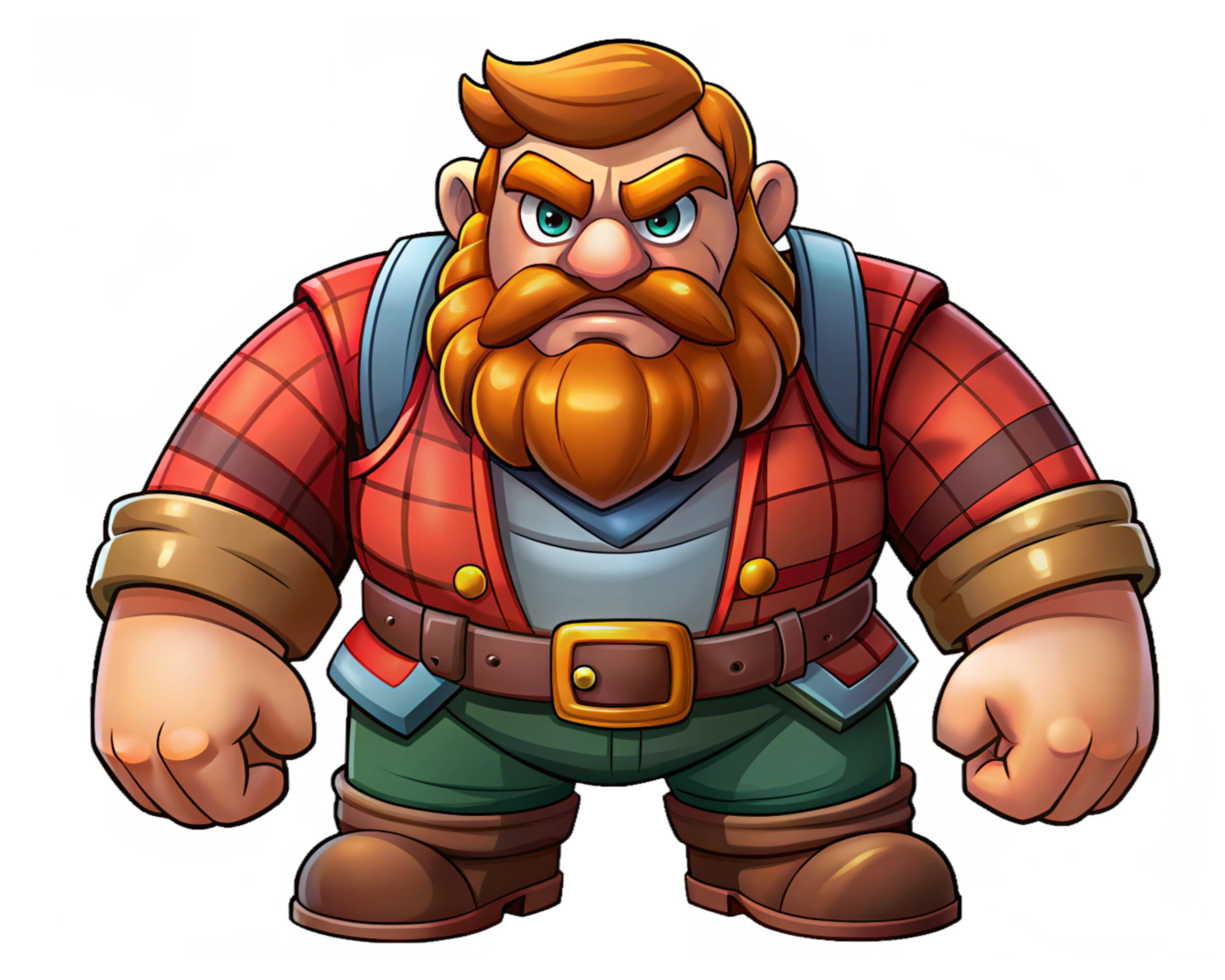 Wild Beard Lumberjack in Rustic Outfit png