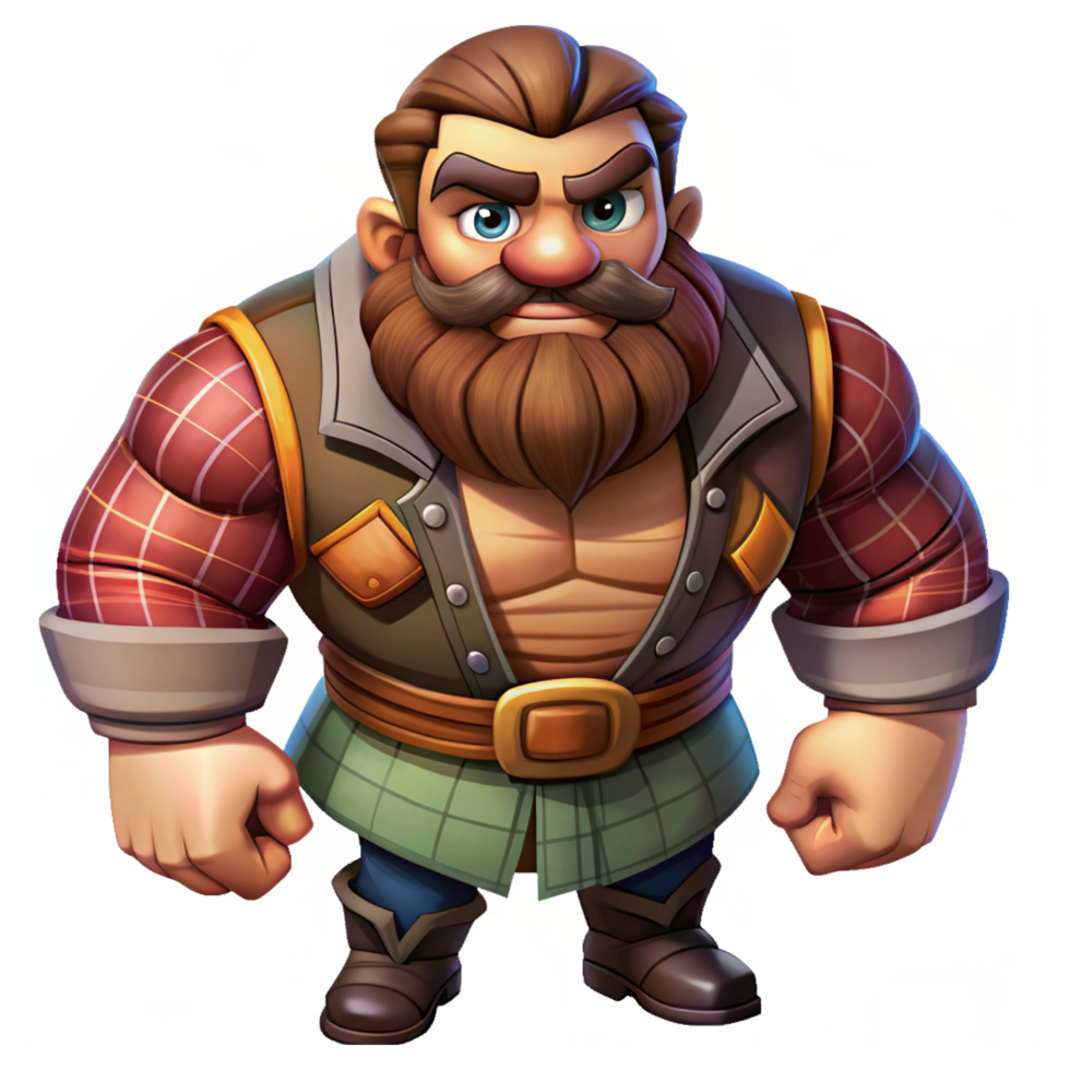 Vintage Style Lumberjack with Beard and Rugged Clothes png