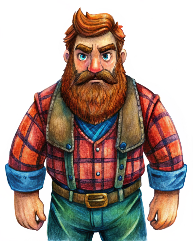 Bearded Guy in Checkered Shirt Transparent Background png