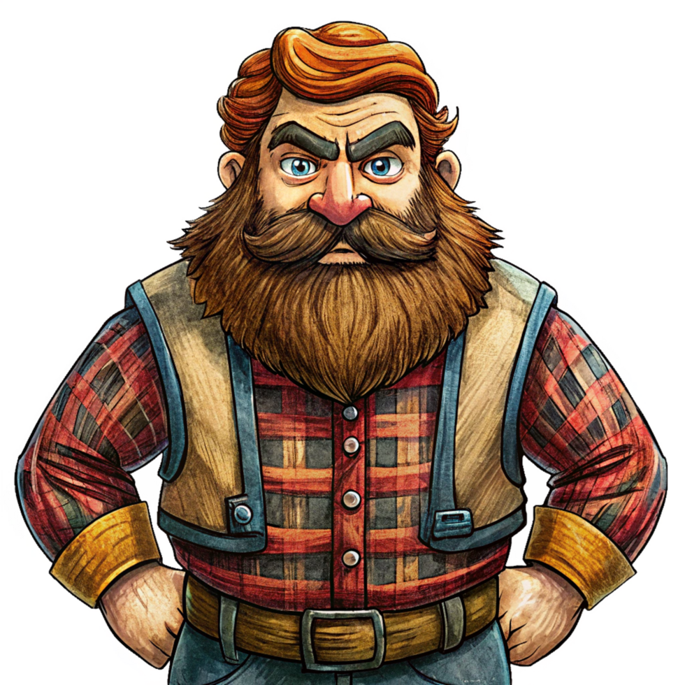 Forest Worker in Rugged Lumberjack Style png