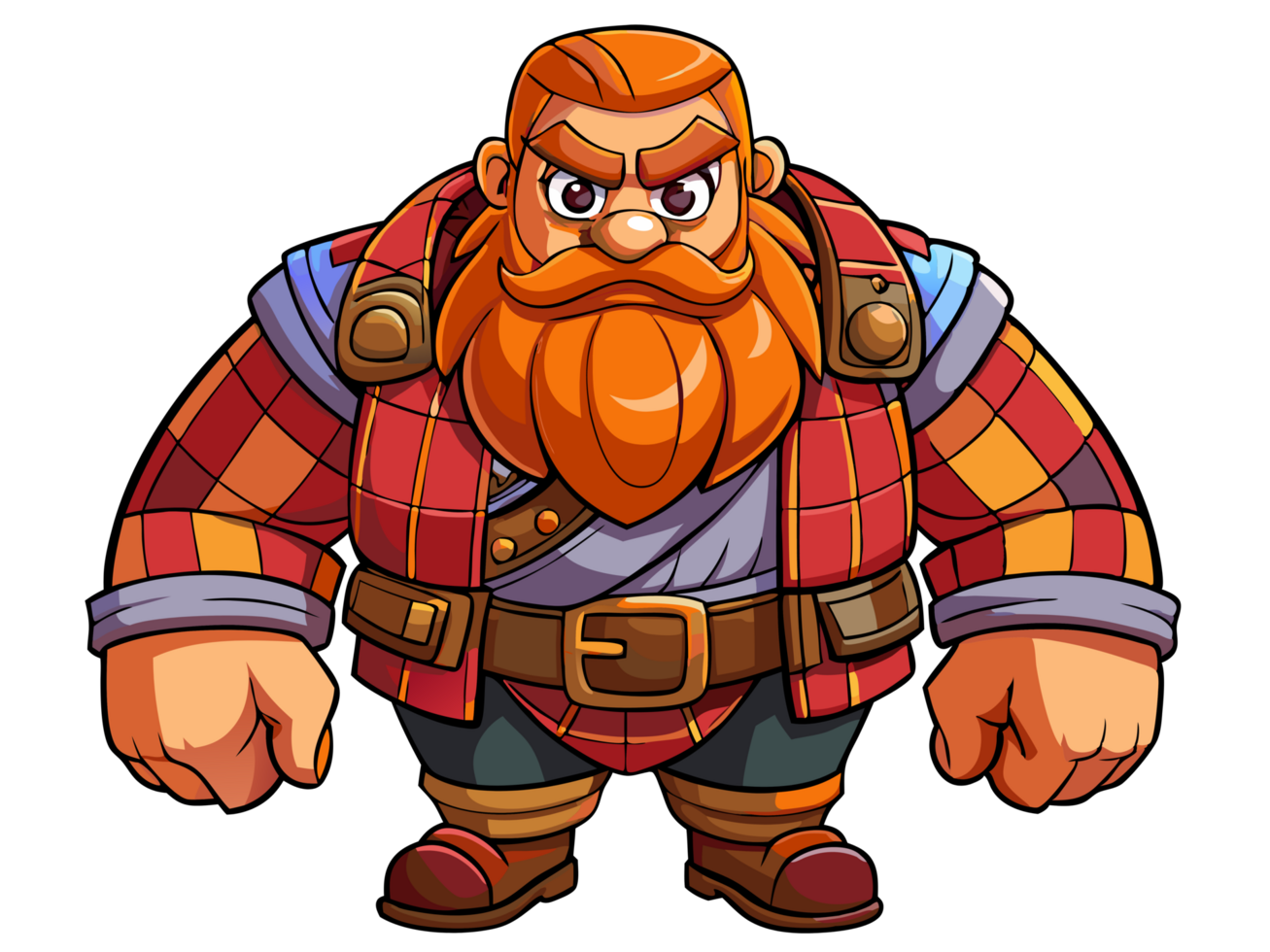 Bearded Lumberjack Wearing Rugged Clothes Isolated png