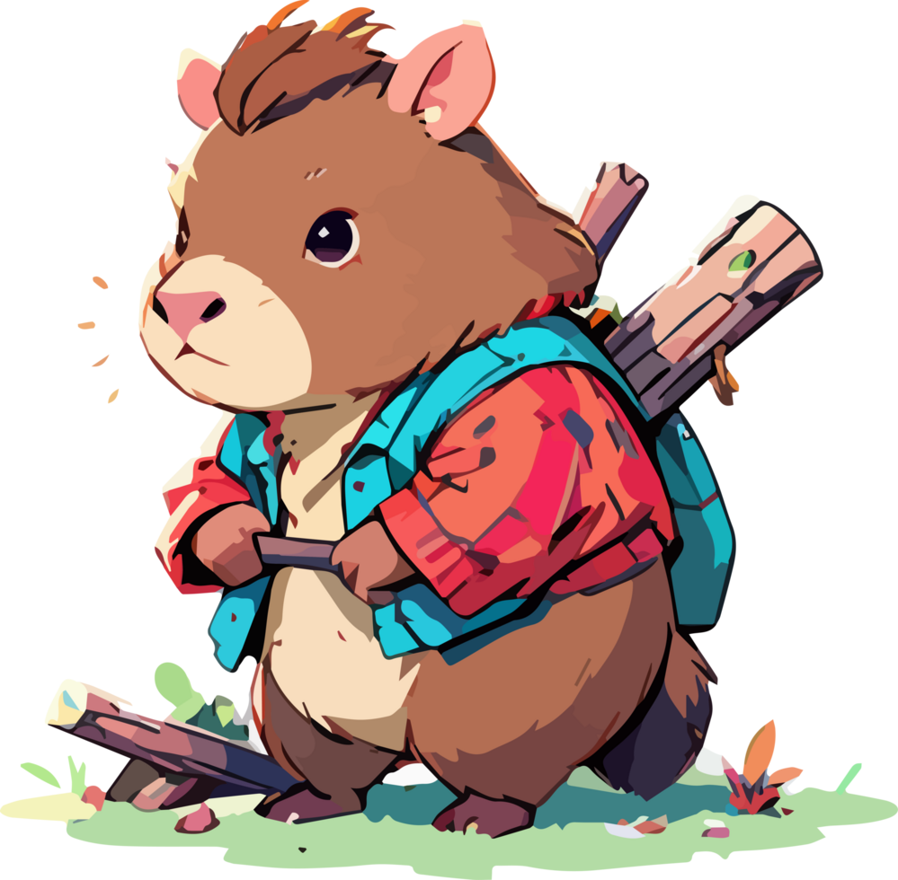 Cute Capybara as a Lumberjack Transparent Background png