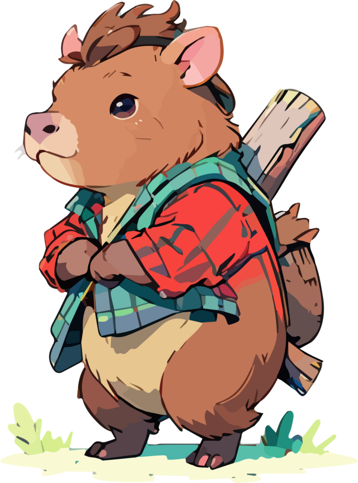 Capybara Dressed in Lumberjack Style Transparent png