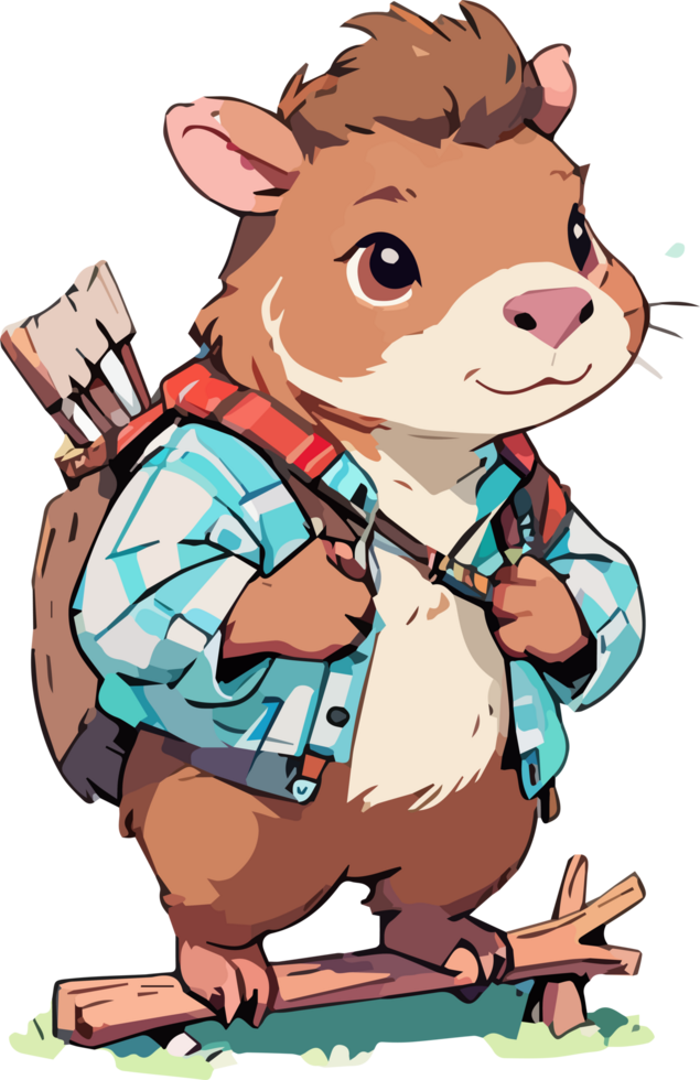 Capybara Woodcutter Character in Transparent Background png