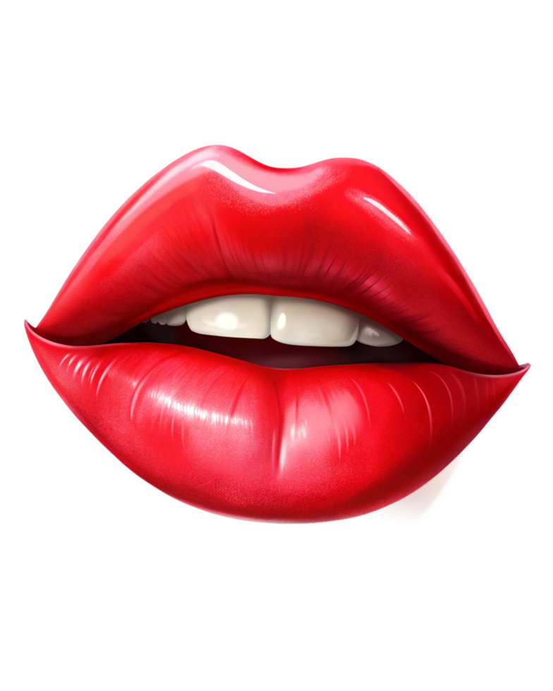 Red Lips Stamp Design for Transparent Background png
