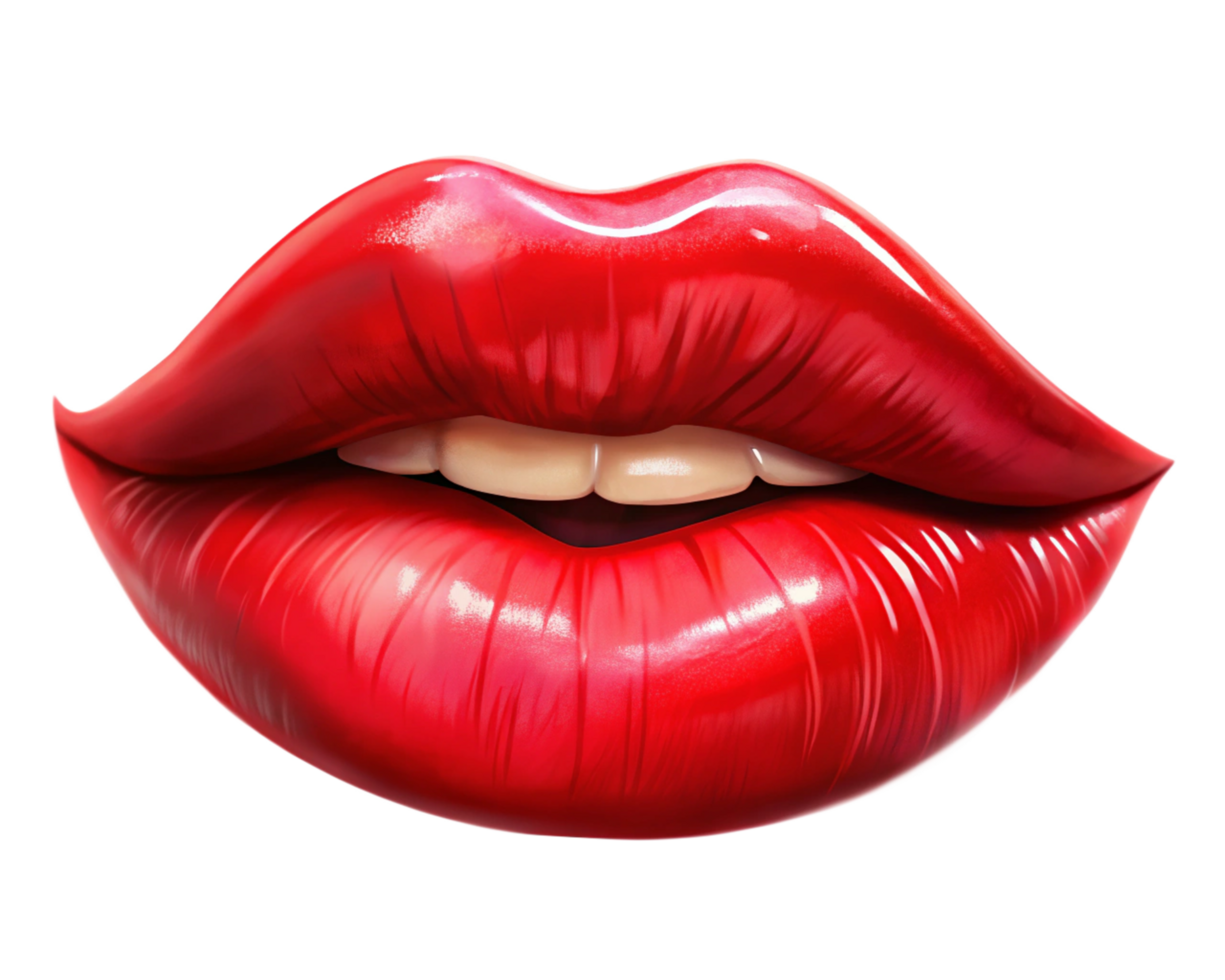 Beauty Icon Red Lips in Transparent Background png