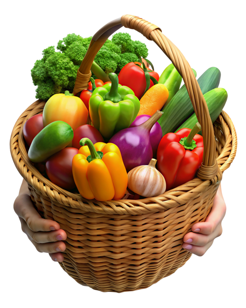 Lady Showing Off Vegetable Basket Transparent png