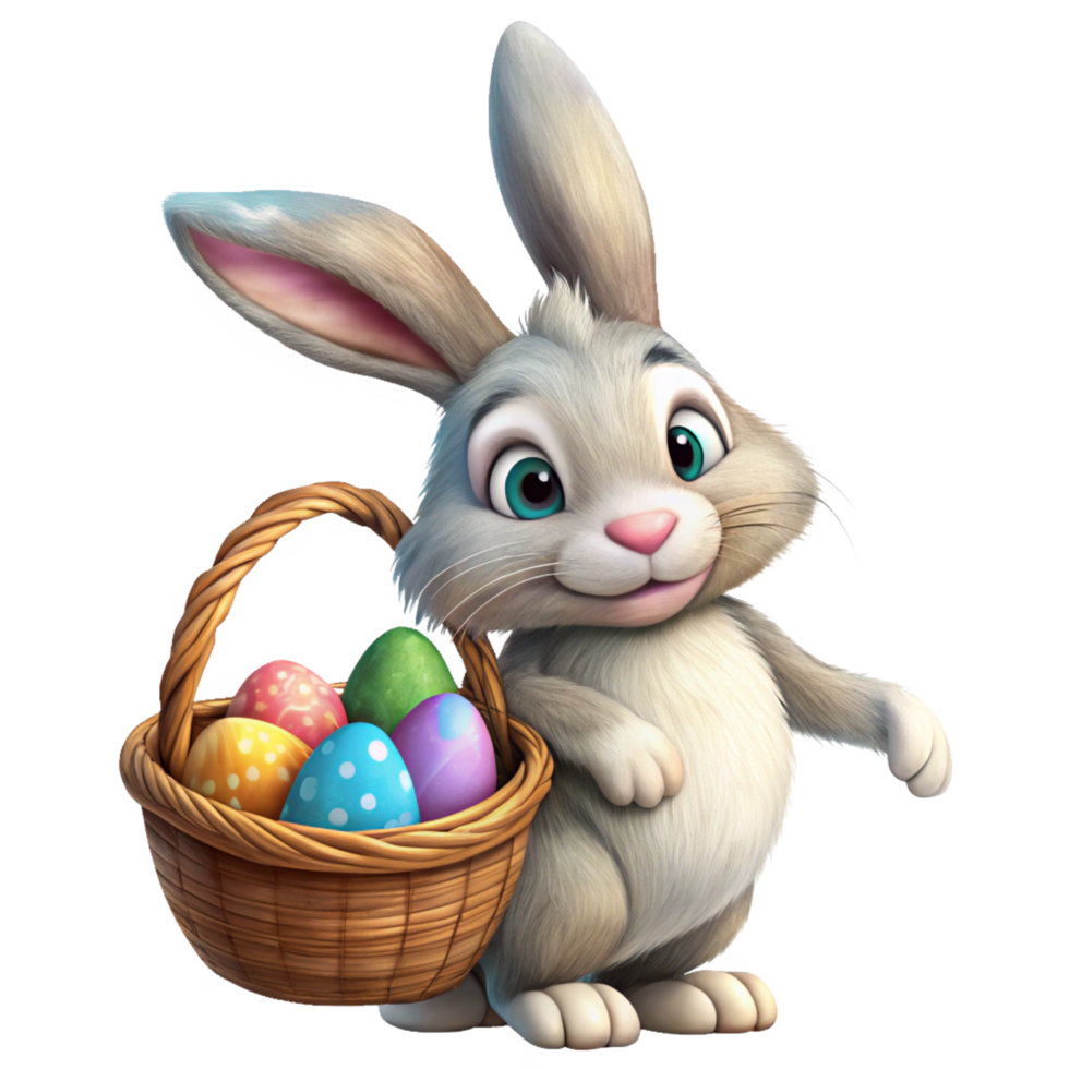 Easter Bunny With Egg Basket Illustration png