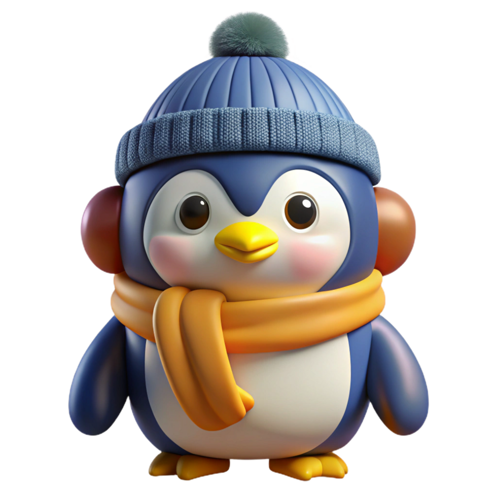 Penguin Wearing Winter Accessories in Style png