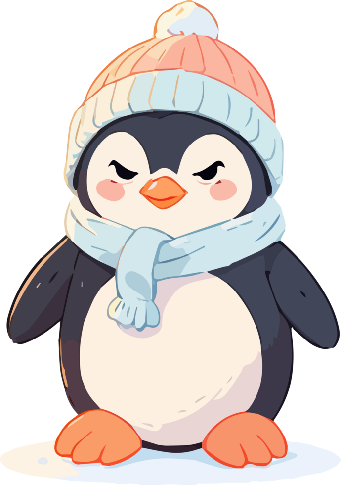Penguin Wearing Cap in Frosty Weather png