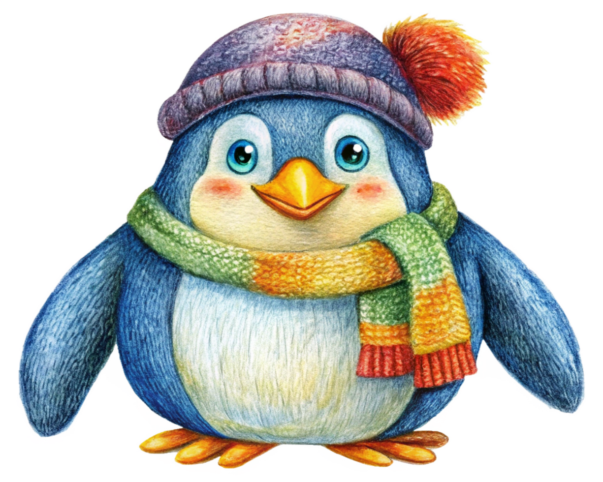 Penguin in Comfortable Winter Clothing png