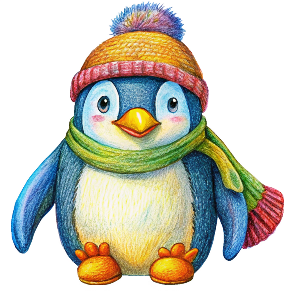 Penguin with Knitted Cap Transparent Background png