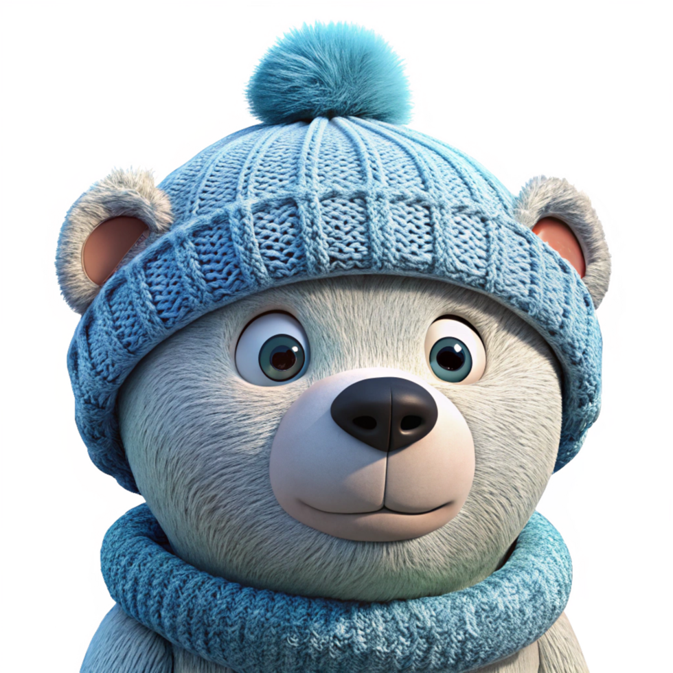 Cartoon Polar Bear Dressed for Snow Season png