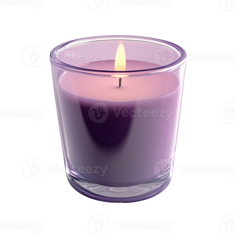 Lavender Scented Candle in Glass Jar Relaxing, Calming Ambiance png