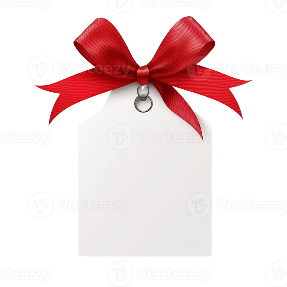 Blank Gift Tag with Red Bow Festive Design for Holiday Presents png