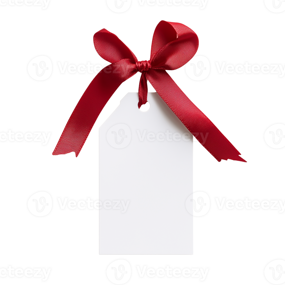 Blank Gift Tag with Red Bow Festive Design for Holiday Gifts png