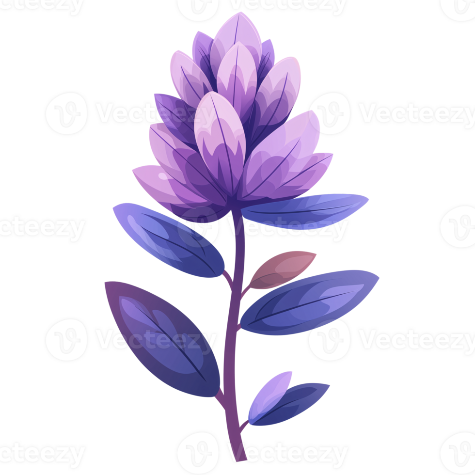 Serene Purple Flower Design Illustration of a Blooming Plant png