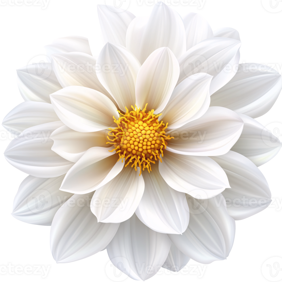 Stunning White Dahlia Flower Close-up Macro Photography of Elegant Bloom png