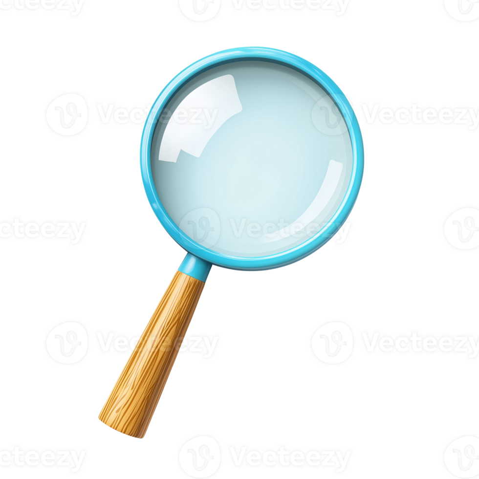 Magnifying Glass Icon Blue and Wood Design Element for Websites and Apps png
