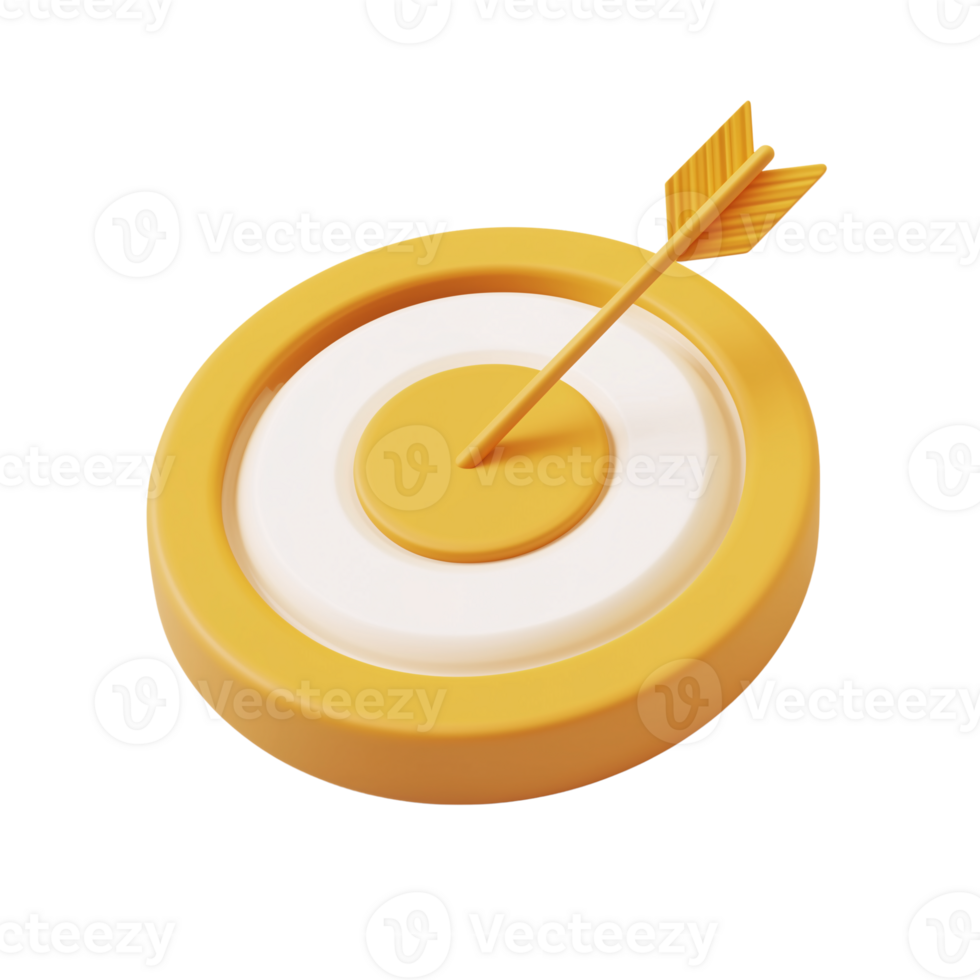 Isolated Yellow Target with Arrow - Success Symbol, on transparent background png